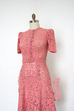 Load image into Gallery viewer, vintage 1930s pink lace dress set