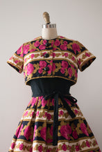 Load image into Gallery viewer, vintage 1950s floral rose print dress set