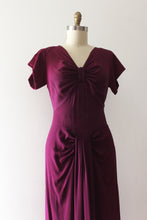 Load image into Gallery viewer, vintage 1940s purple rayon gown