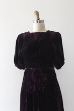Load image into Gallery viewer, vintage 1930s purple velvet dress
