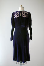 Load image into Gallery viewer, vintage 1930s purple velvet dress