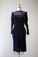 Load image into Gallery viewer, vintage 1930s purple velvet dress