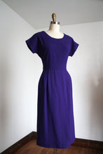 Load image into Gallery viewer, vintage 1950s wool purple dress {s}