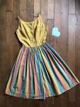 Load image into Gallery viewer, vintage 1950s rainbow sun dress