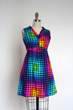 Load image into Gallery viewer, vintage 1960s rainbow mini dress {XS}