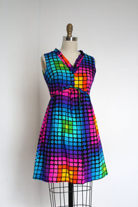 MARKED DOWN vintage 1960s rainbow mini dress {XS}