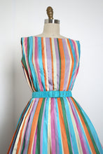 Load image into Gallery viewer, vintage 1960s rainbow stripe dress