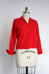 MARKED DOWN vintage 1950s red blouse {m}