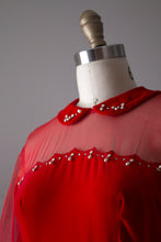 Load image into Gallery viewer, vintage 1950s red velvet dress