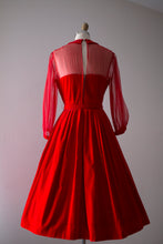 Load image into Gallery viewer, vintage 1950s red velvet dress