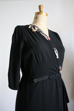 Load image into Gallery viewer, vintage 1940s black rayon dress {1X}