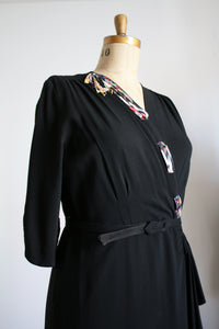 vintage 1940s black rayon dress {1X}