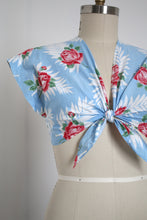 Load image into Gallery viewer, vintage 1940s rose print tie top