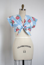 Load image into Gallery viewer, vintage 1940s rose print tie top