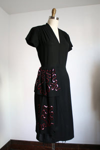 vintage 1940s black sequin dress {s}