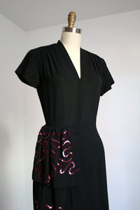 vintage 1940s black sequin dress {s}