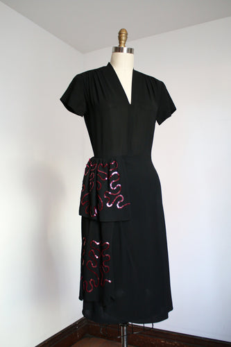 vintage 1940s black sequin dress {s}