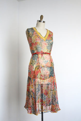 vintage 1930s sheer floral dress {m}