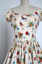 Load image into Gallery viewer, vintage 1950s Surf N' Sand silk Hawaiian dress
