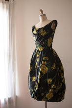 Load image into Gallery viewer, RARE vintage 1960s silk bubble hem floral dress