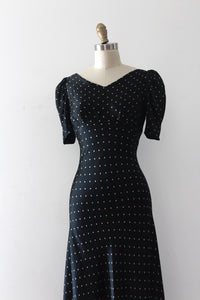 MARKED DOWN vintage 1930s silk polka dot gown