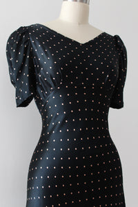 MARKED DOWN vintage 1930s silk polka dot gown