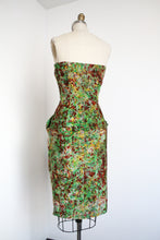Load image into Gallery viewer, vintage 1950s silk strapless novelty dress