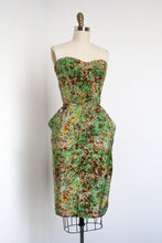 Load image into Gallery viewer, vintage 1950s silk strapless novelty dress