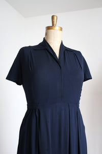 vintage 1940s blue rayon dress {L/XL}