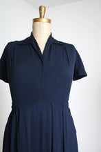 Load image into Gallery viewer, vintage 1940s blue rayon dress {L/XL}