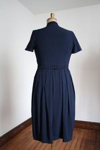 vintage 1940s blue rayon dress {L/XL}