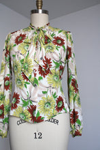Load image into Gallery viewer, vintage 1940s floral long sleeve blouse {L}