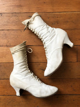 Load image into Gallery viewer, Antique Victorian white canvas boots 1890s boots