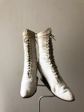 Load image into Gallery viewer, Antique Victorian white canvas boots 1890s boots