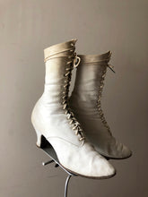 Load image into Gallery viewer, Antique Victorian white canvas boots 1890s boots