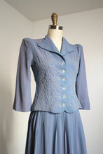 Load image into Gallery viewer, vintage 1930s blue rayon dress set {s}