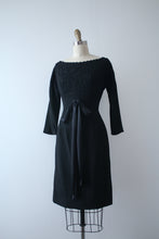 Load image into Gallery viewer, CLEARANCE vintage 1950s black wool wiggle dress
