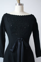 Load image into Gallery viewer, CLEARANCE vintage 1950s black wool wiggle dress