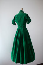 Load image into Gallery viewer, vintage 1950s Kay Selig green velvet dress set