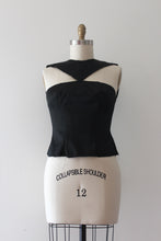 Load image into Gallery viewer, vintage 1950s black silk top