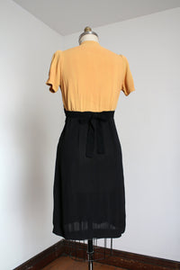 vintage 1930s two tone rayon crepe dress {m}